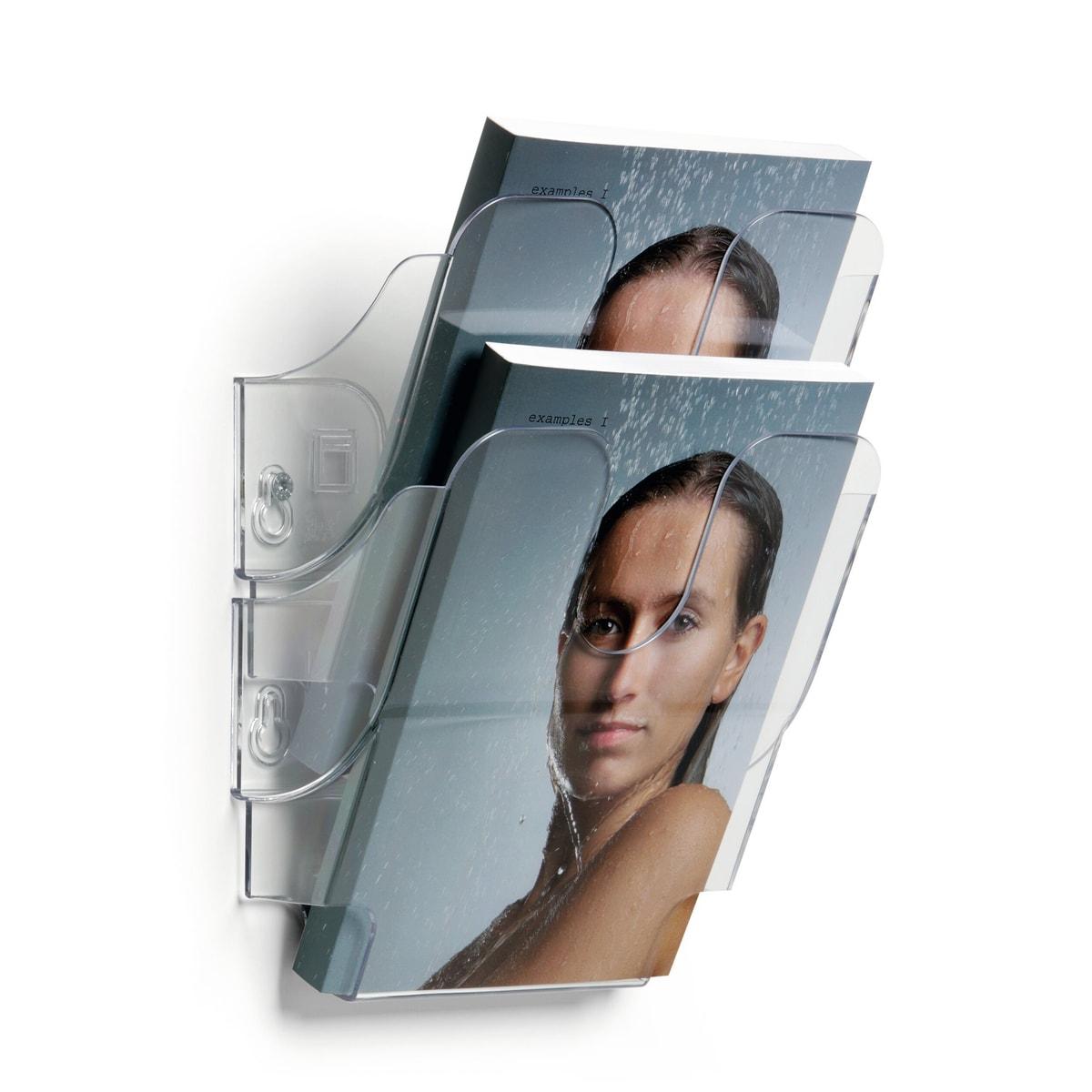 Trieur mural FLEXIPLUS DURABLE A5 portrait, 2 compartiments, transparent, garni de brochures