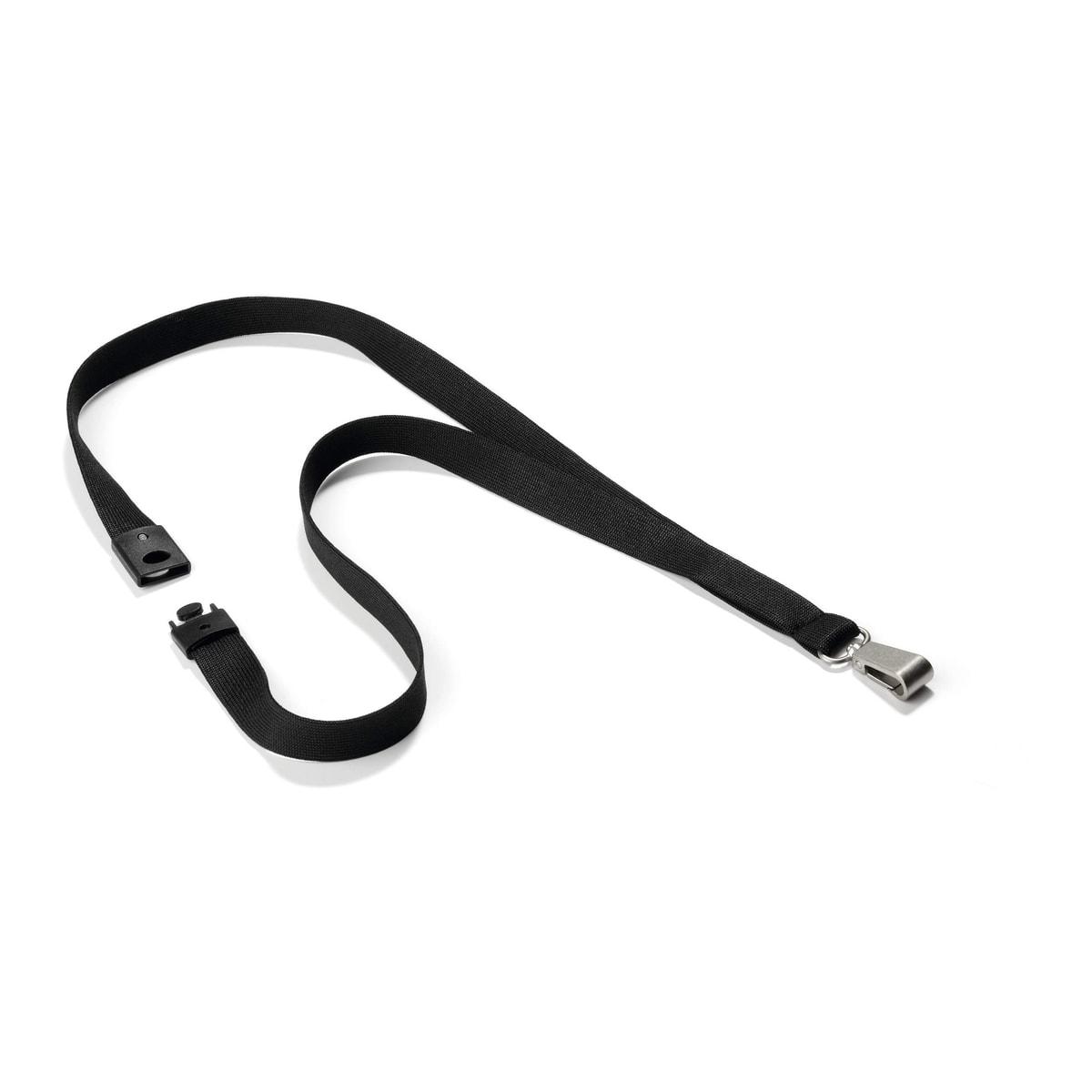 Lanière badge SOFT COLOUR 15 DURABLE noir, fermeture de sécurité et mousqueton