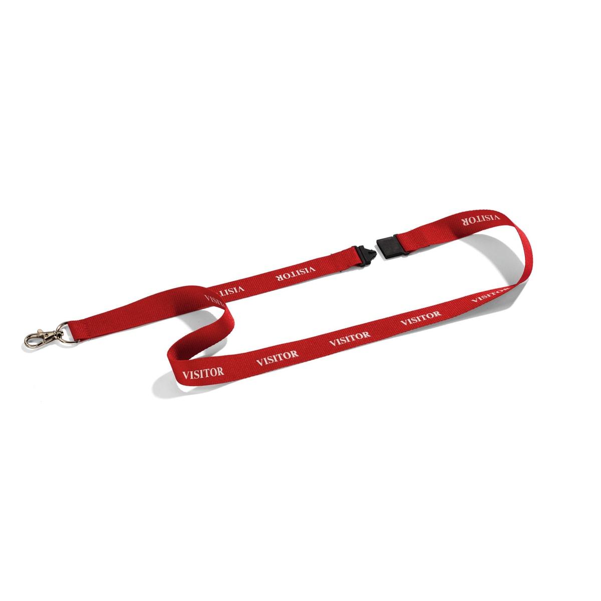 Lanière badge VISITOR DURABLE rouge, impression blanche