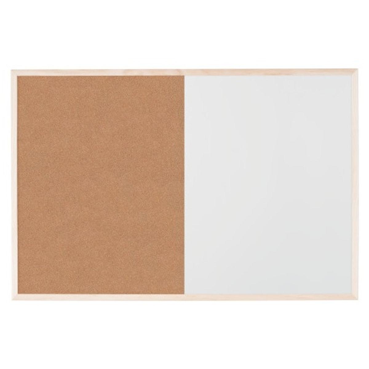 Tableau blanc et liège Bi-Office Basic, cadre en pin