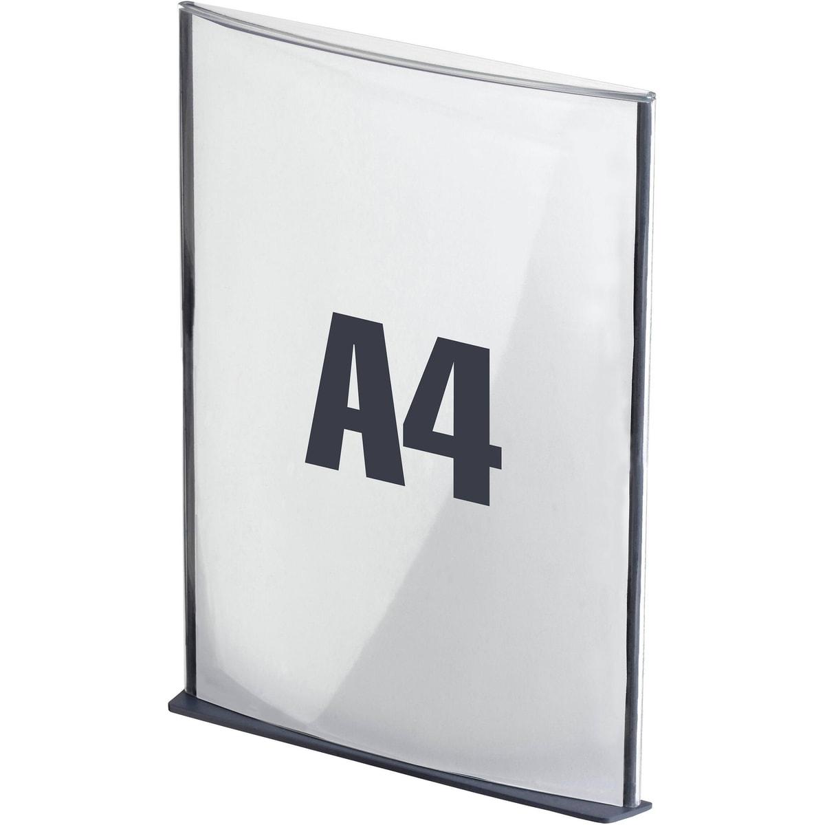 Plaque Cinatur PAPERFLOW A4 portrait anthracite, avec pied pour le bureau