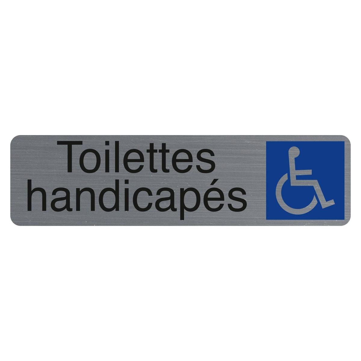 Plaque adhésive Toilettes handicapés EXACOMPTA 67164E, fauteuil roulant sur pavé bleu