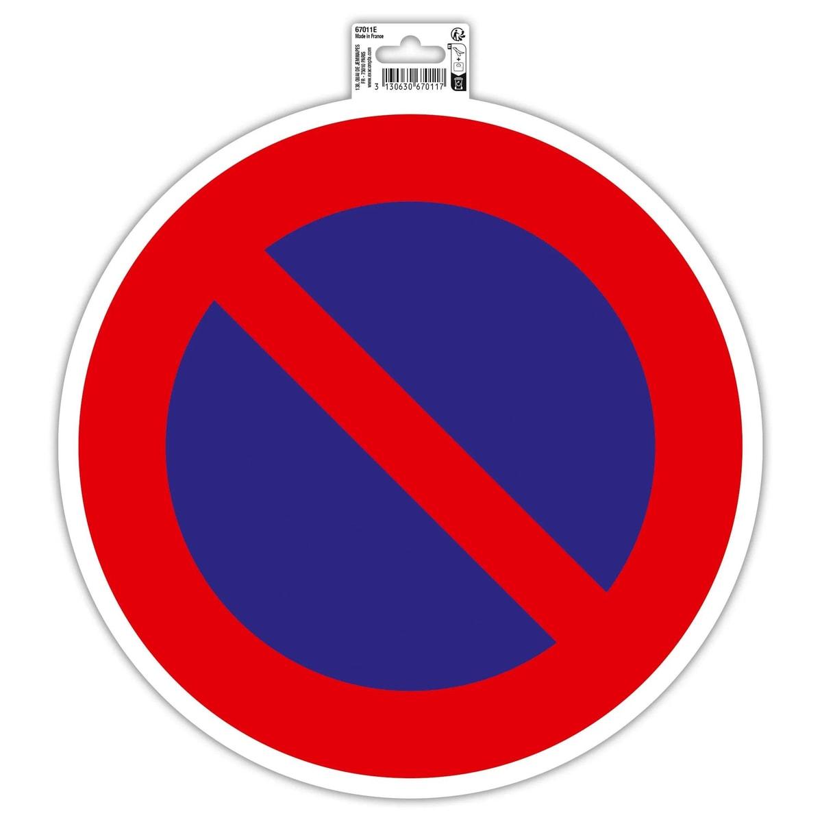 Panneau interdit de stationner adhésif EXACOMPTA 67011E, cercle rouge barré sur fond bleu