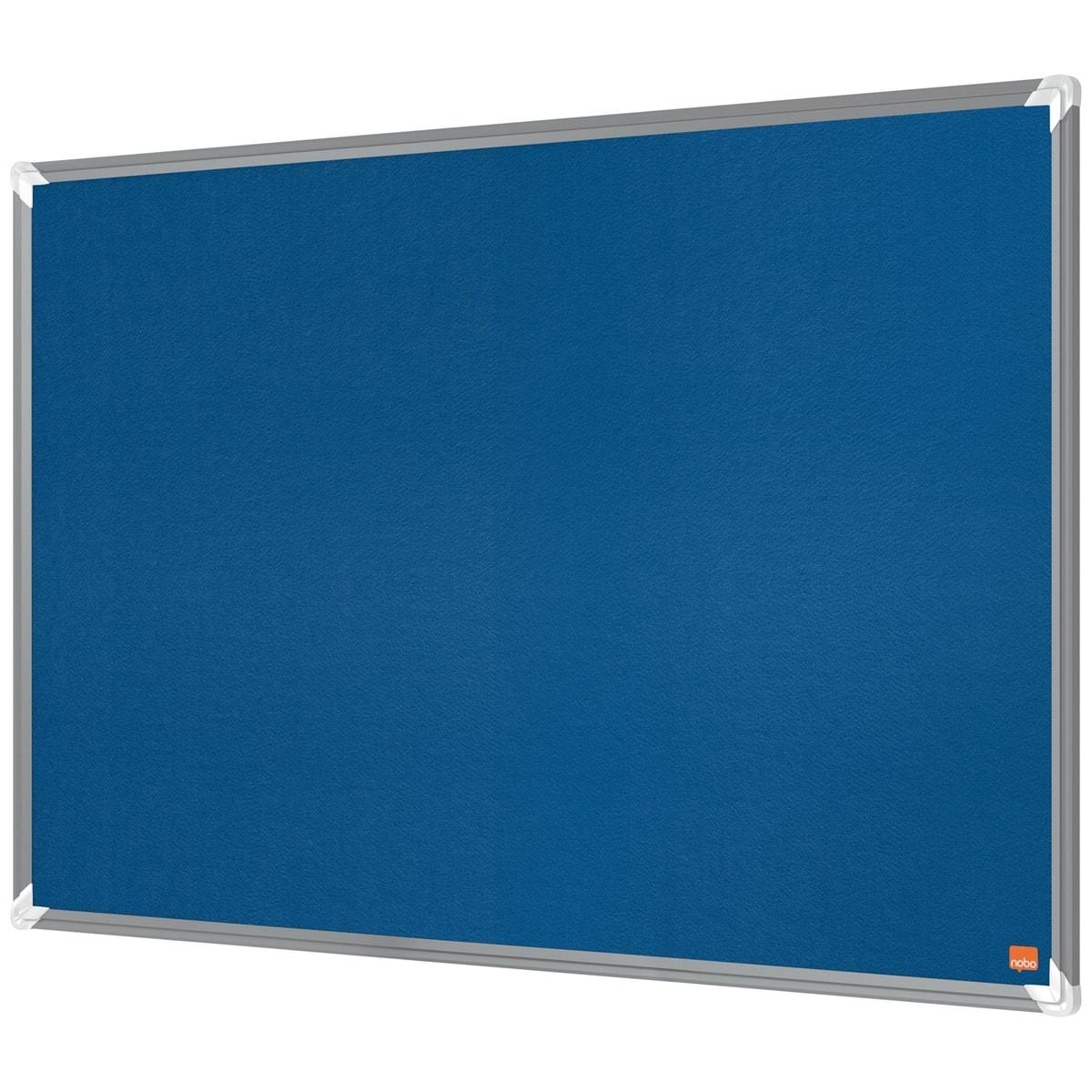 Tableau feutrine nobo Premium Plus bleu à cadre aluminium, 900 x 600 mm, de trois quarts