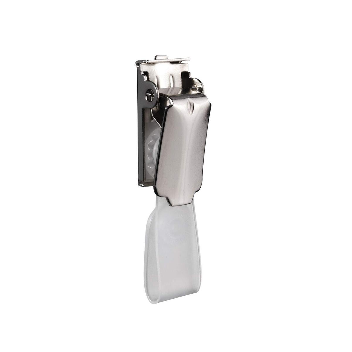 Clip badge métallique DURABLE nickelé avec sa lanière à bouton-pression