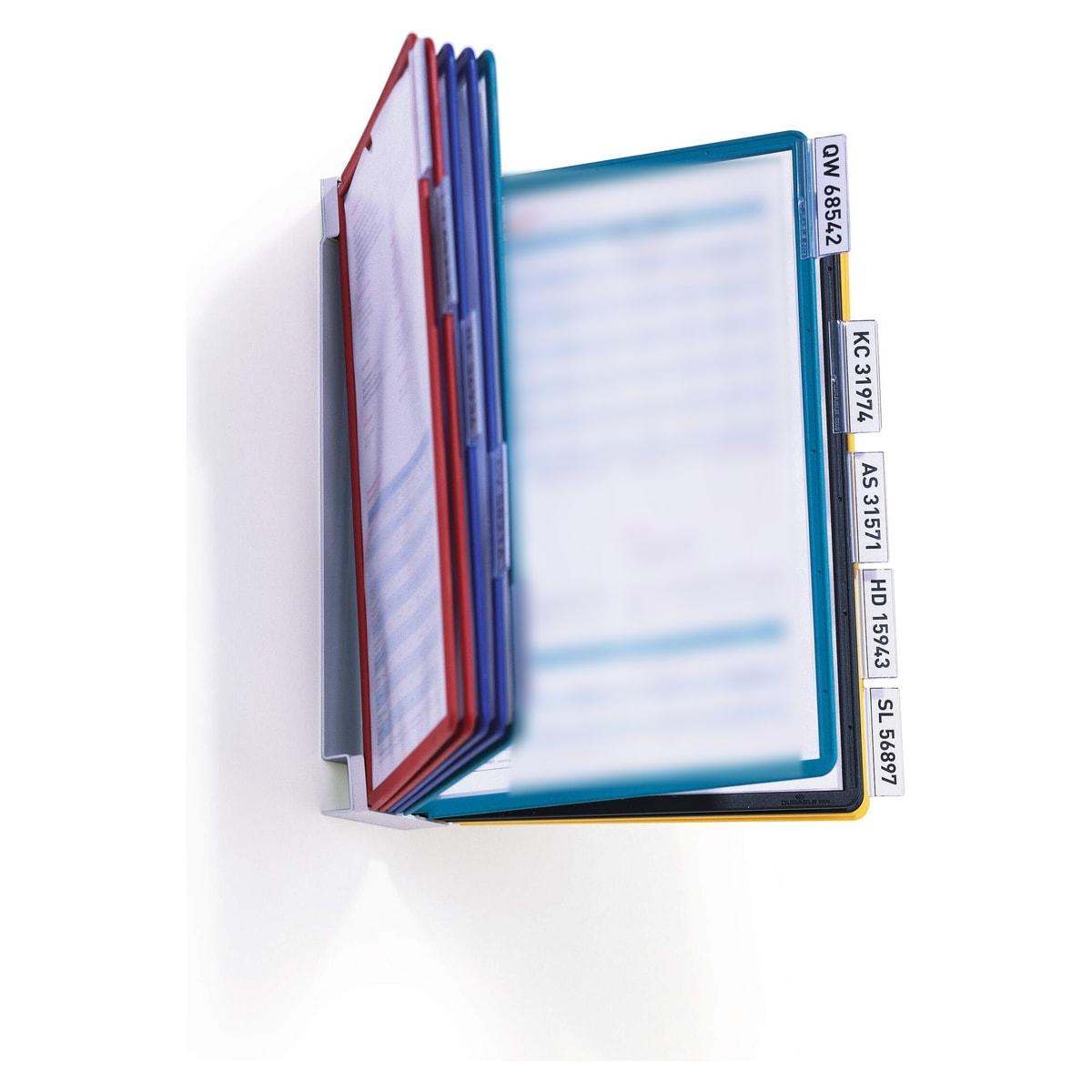Porte document A4 mural DURABLE VARIO à 10 pochettes de couleurs assorties avec onglets étiquetés
