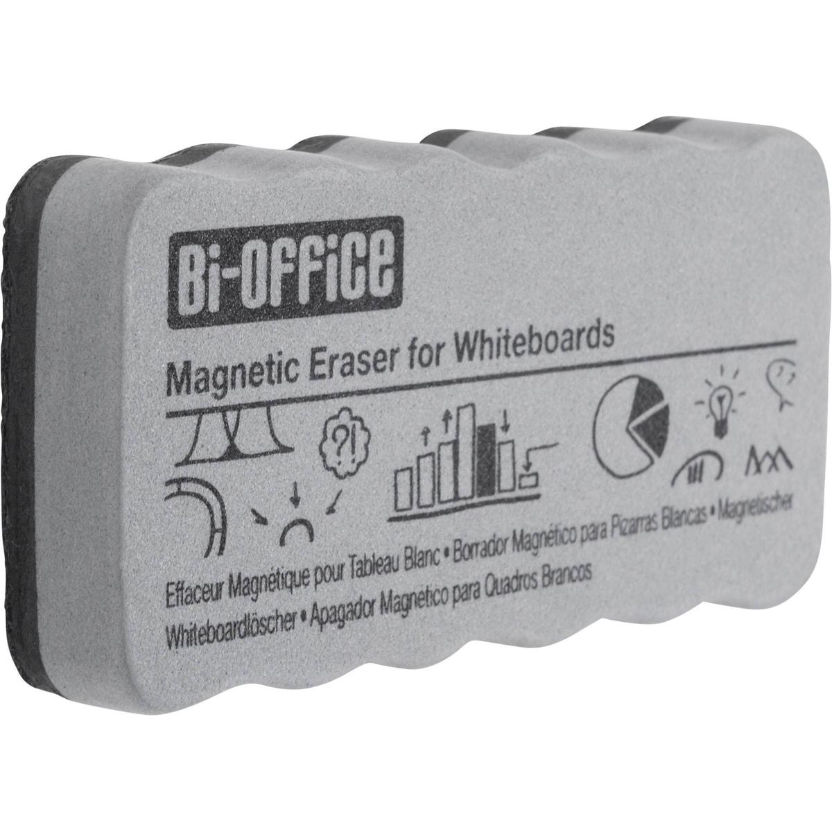 Effaceur tableau blanc magnétique Bi-Office AA0105, dessus gris et feutre gris foncé