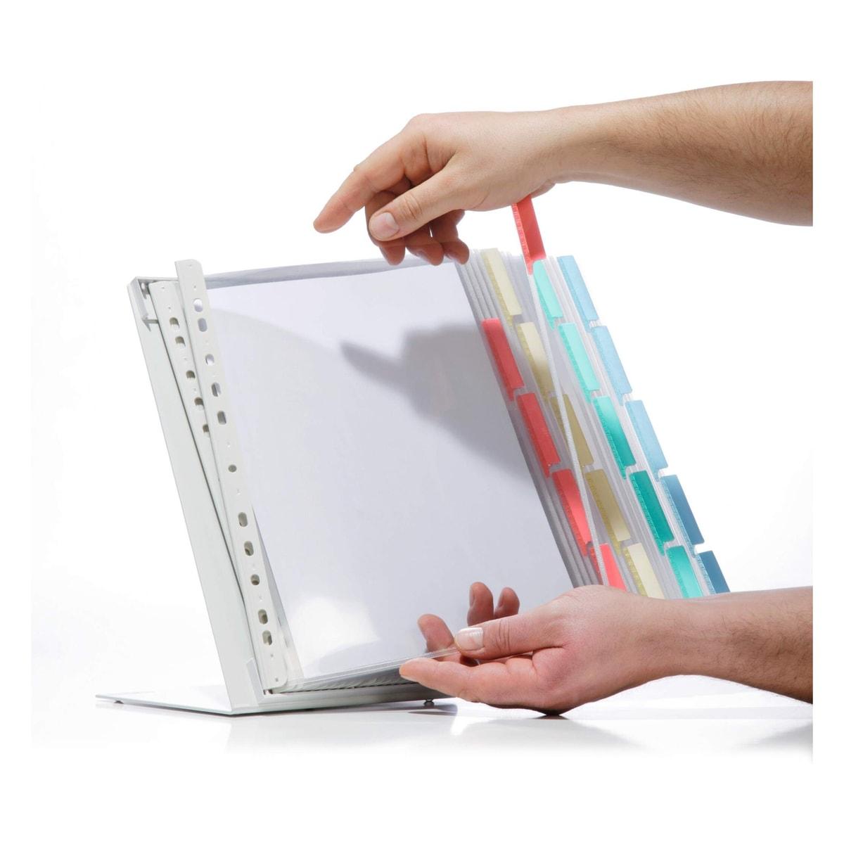 Pupitre de table DURABLE FUNCTION, pochette transparente feuilletée à la main, onglets de 4 couleurs
