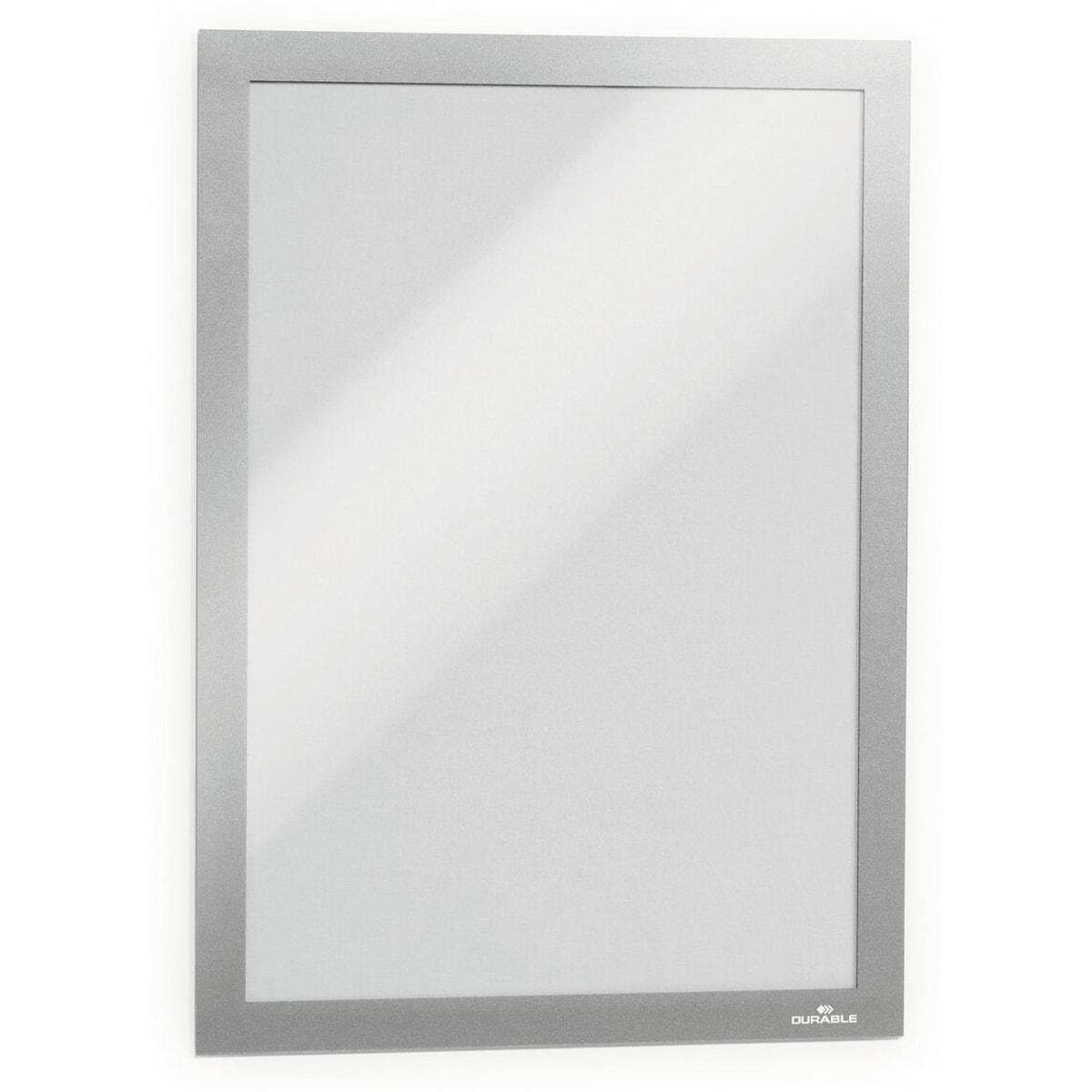 Cadre adhésif DURABLE DURAFRAME A4 argent, lot de 10, vide, de face