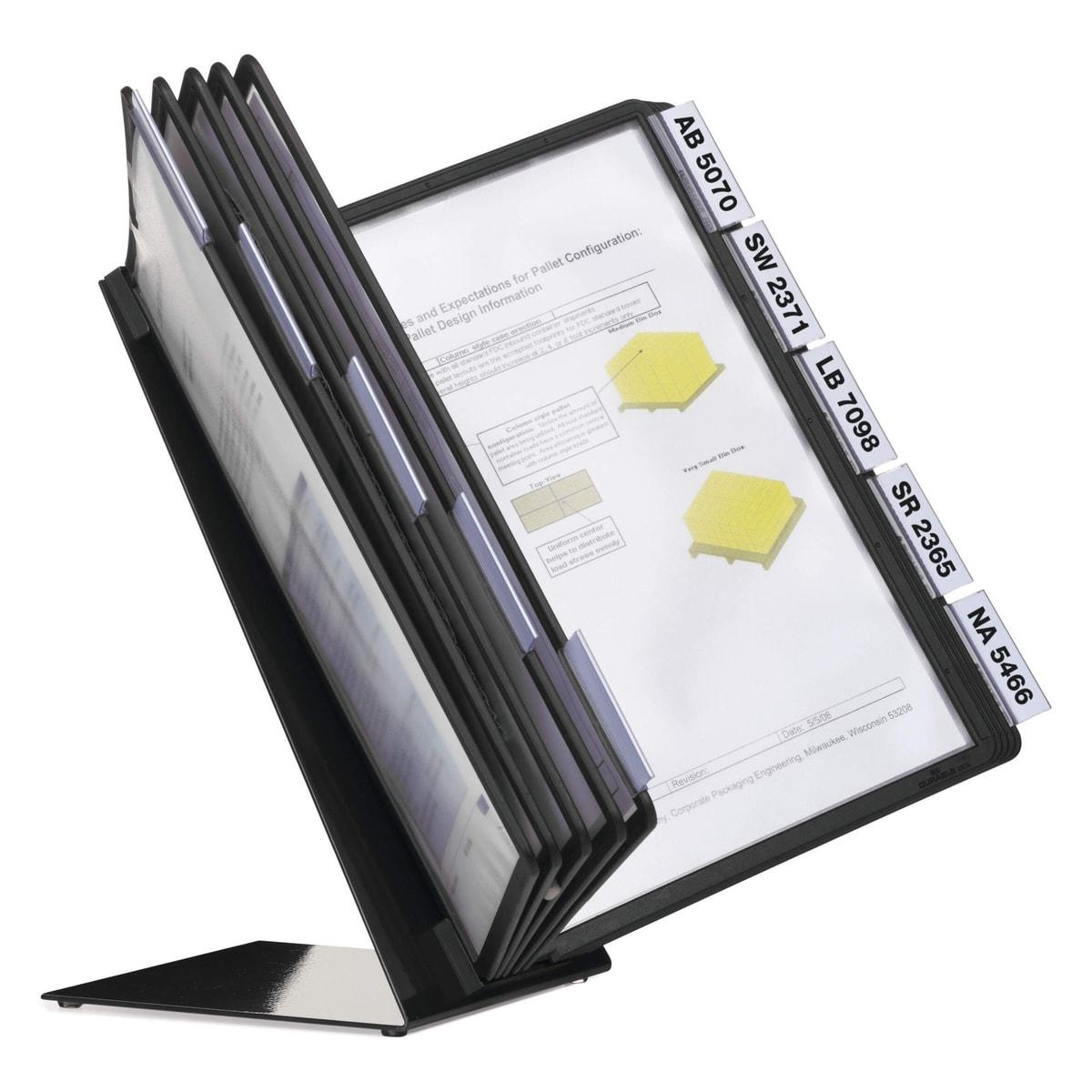 Pupitre de table DURABLE VARIO noir à 10 pochettes A4 noires avec onglets