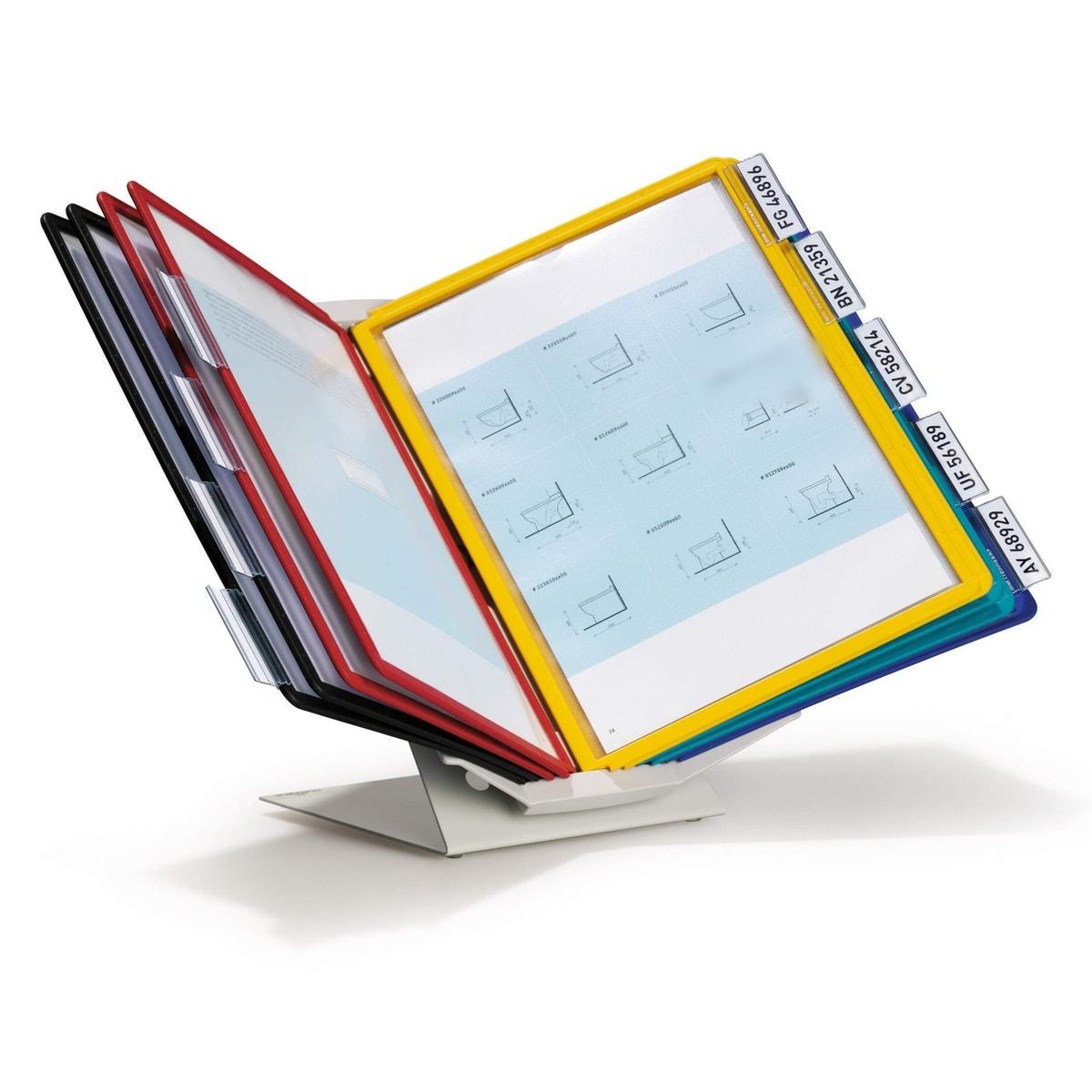 Pupitre de table DURABLE VARIO PRO pivotant, 10 pochettes A4 de couleurs assorties