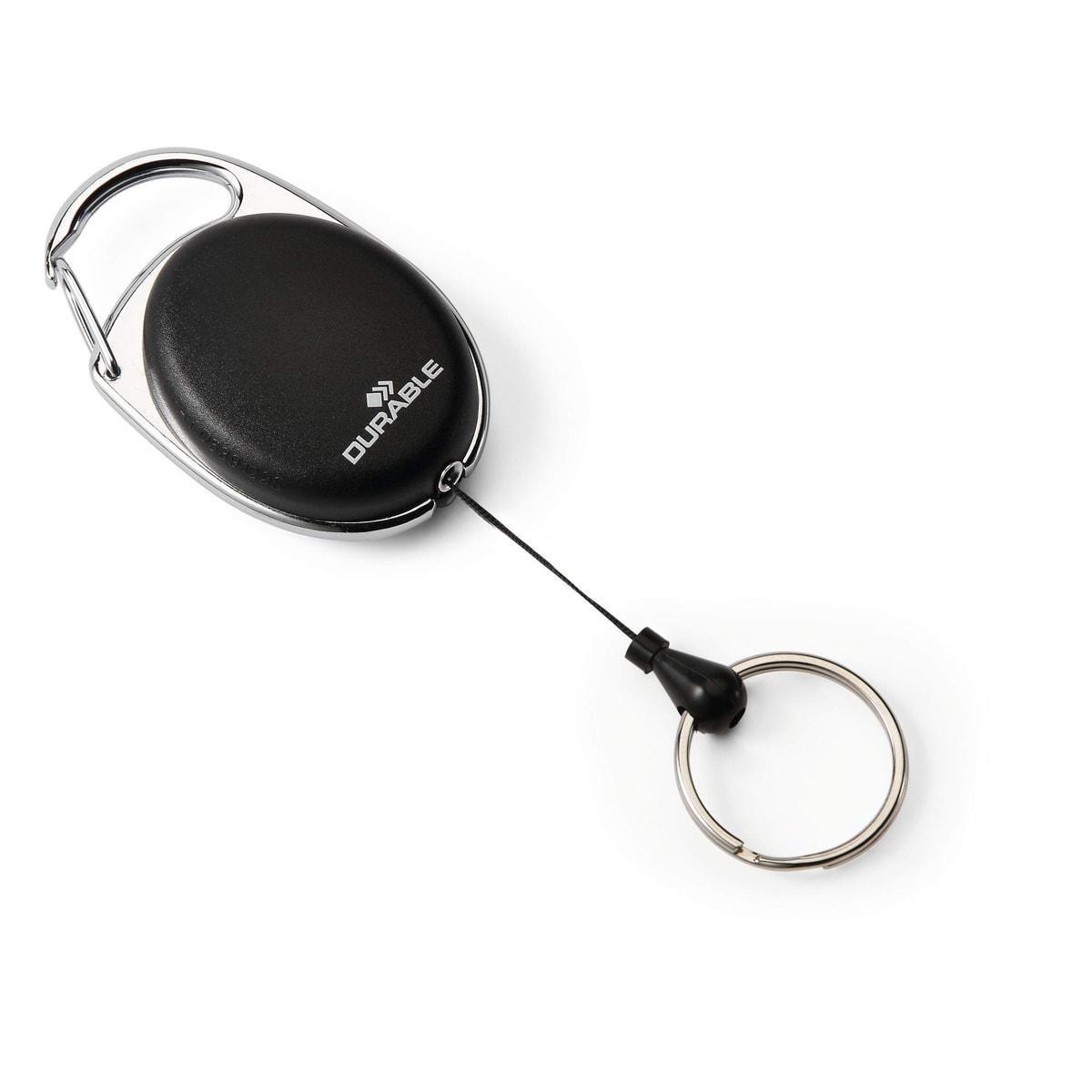 Enrouleur badge DURABLE avec LED et anneau porte-clés