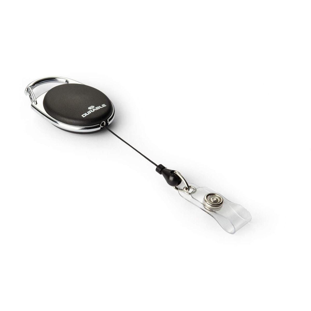 Enrouleur badge STYLE DURABLE noir à lanière bouton-pression