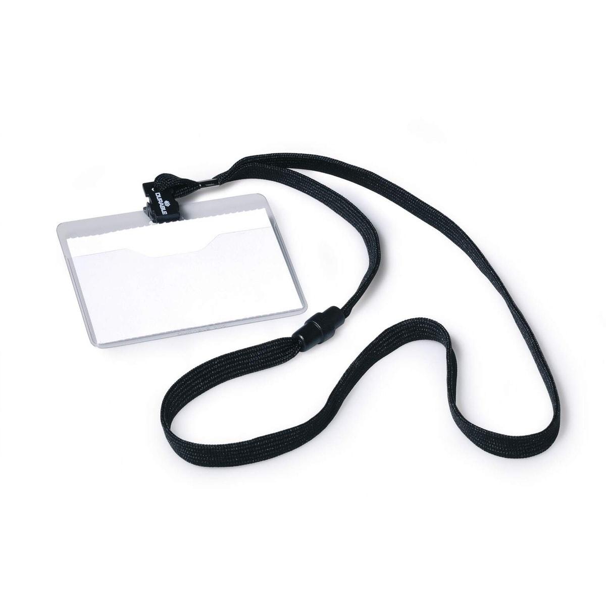 Porte badge DURABLE avec lacet textile noir et fermeture de sécurité