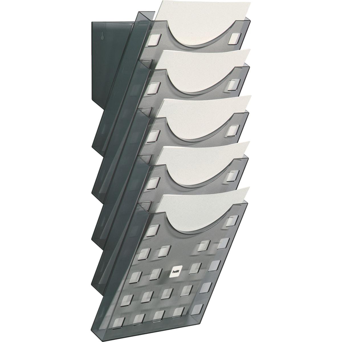 Trieur mural the grid wall helit A4 portrait, 5 cases, gris transparent