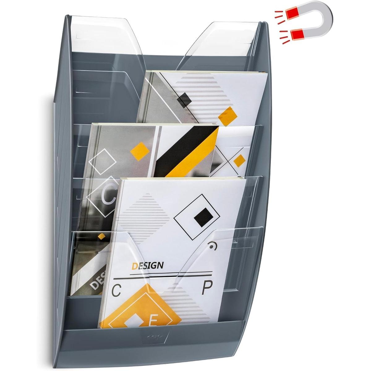 Trieur mural magnétique CEP A4, 5 cases, gris