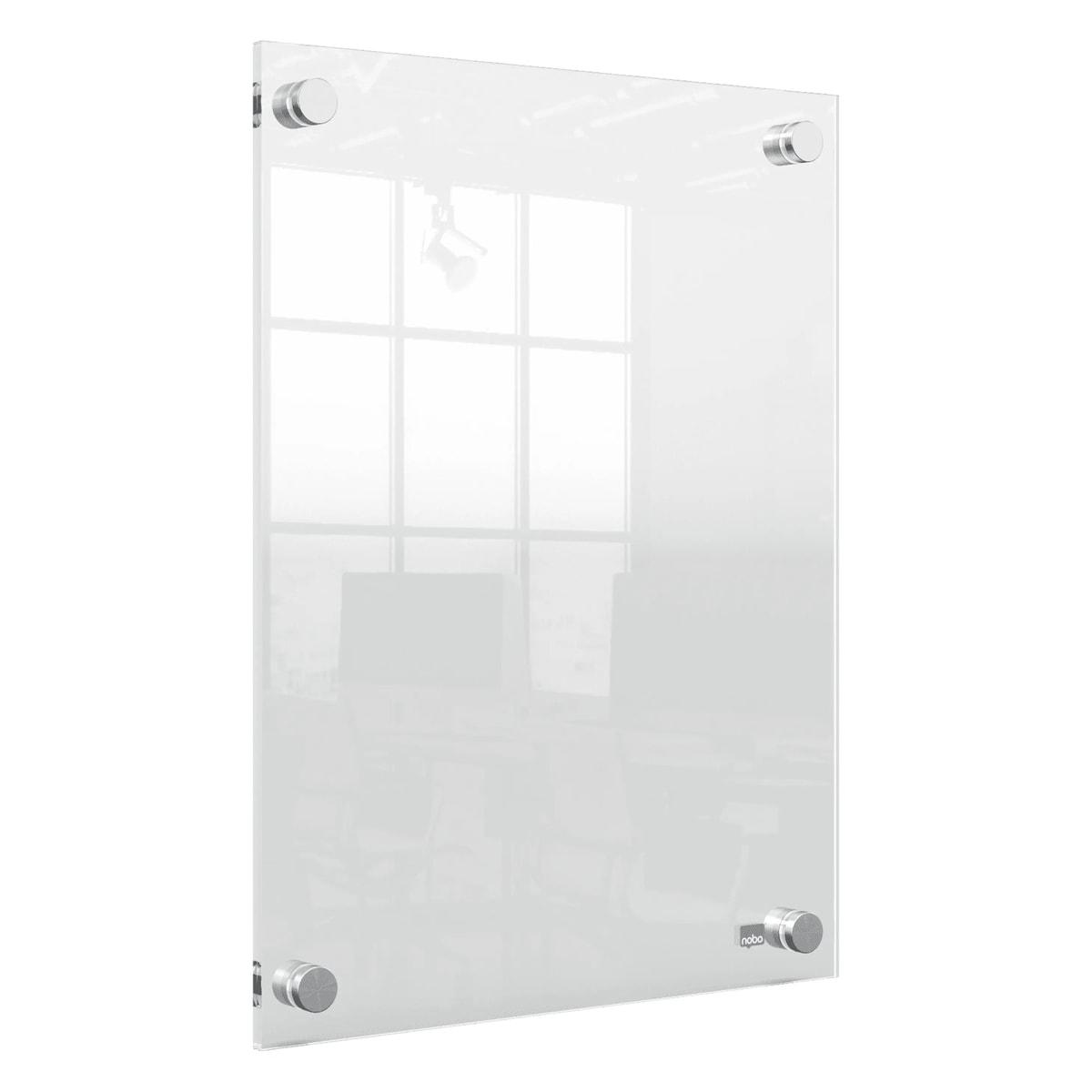 Porte affiche mural nobo en acrylique transparent A4, fixé par entretoises