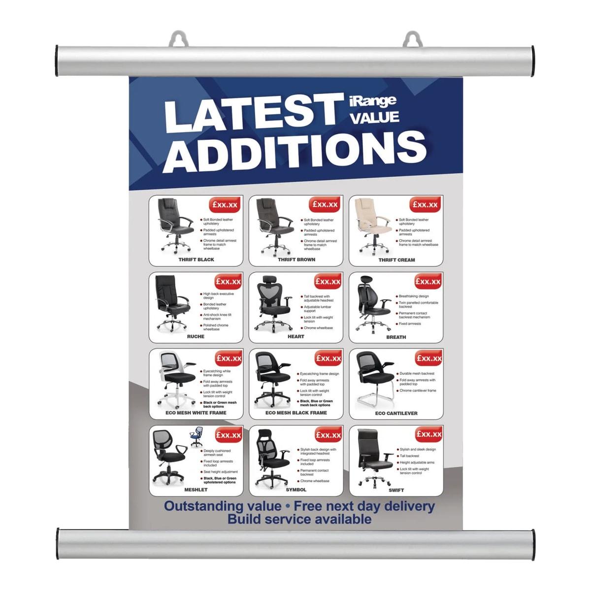 Rails de suspension FRANKEN de 60 cm tenant une affiche en haut et en bas
