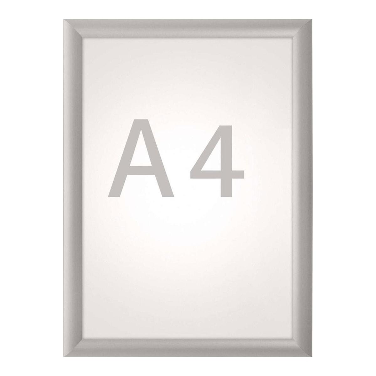 Porte affiche clic clac MAULstandard A4 en aluminium argent, profilé de 25 mm