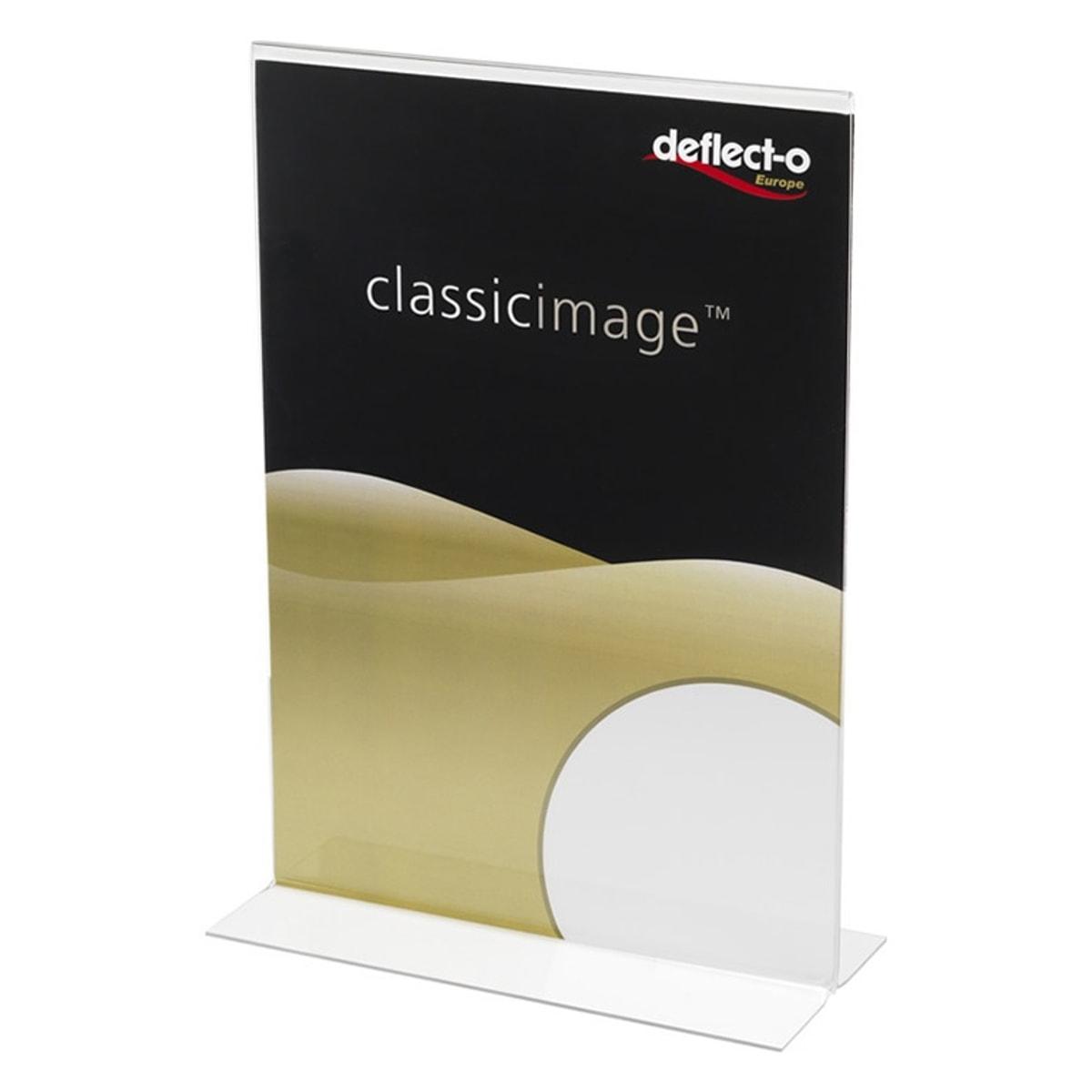 Présentoir de table deflecto A4 portrait, droit, avec un visuel inséré