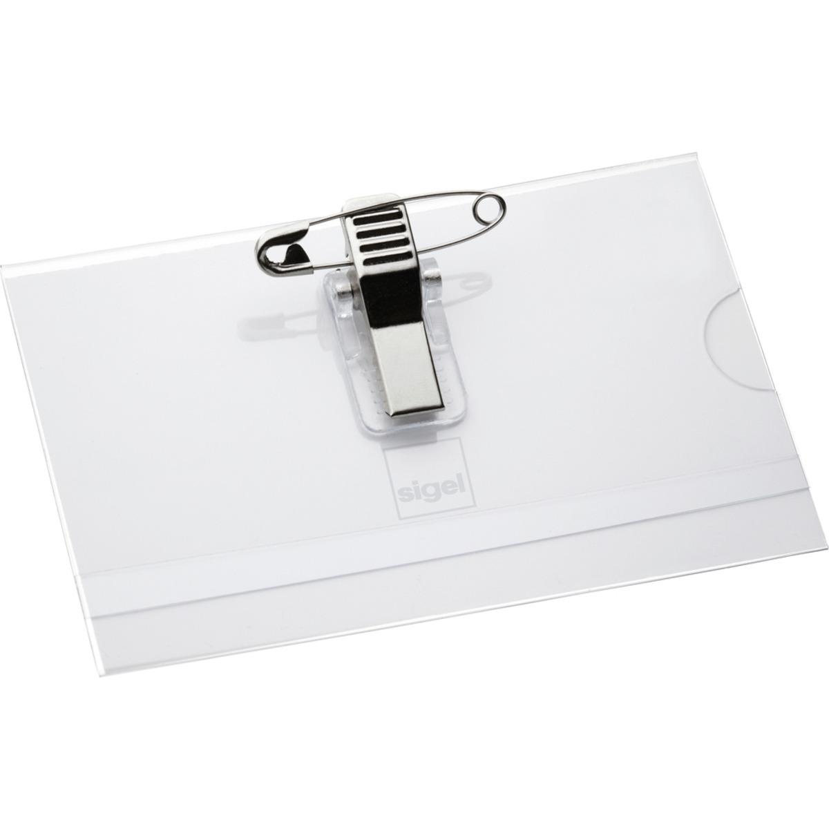 Dos du porte badge sigel : clip, épingle et encoche pour le pouce