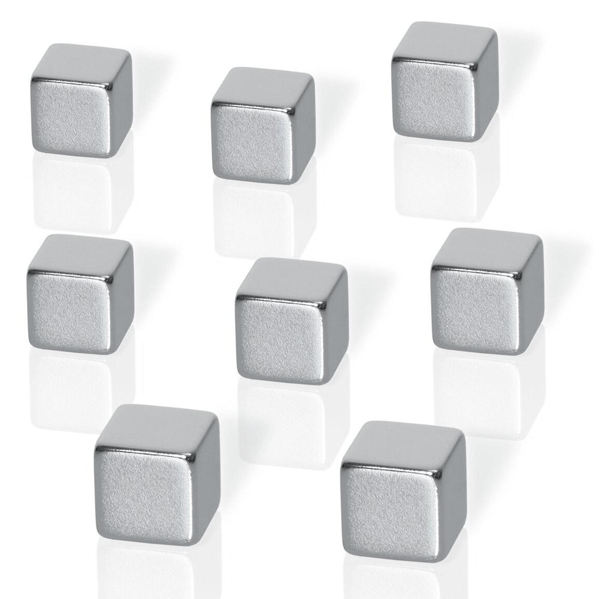 Huit aimants néodyme cubes Be!Board sigel argentés