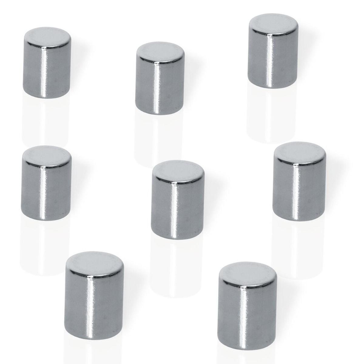 Huit aimants néodyme cylindriques Be!Board sigel argentés