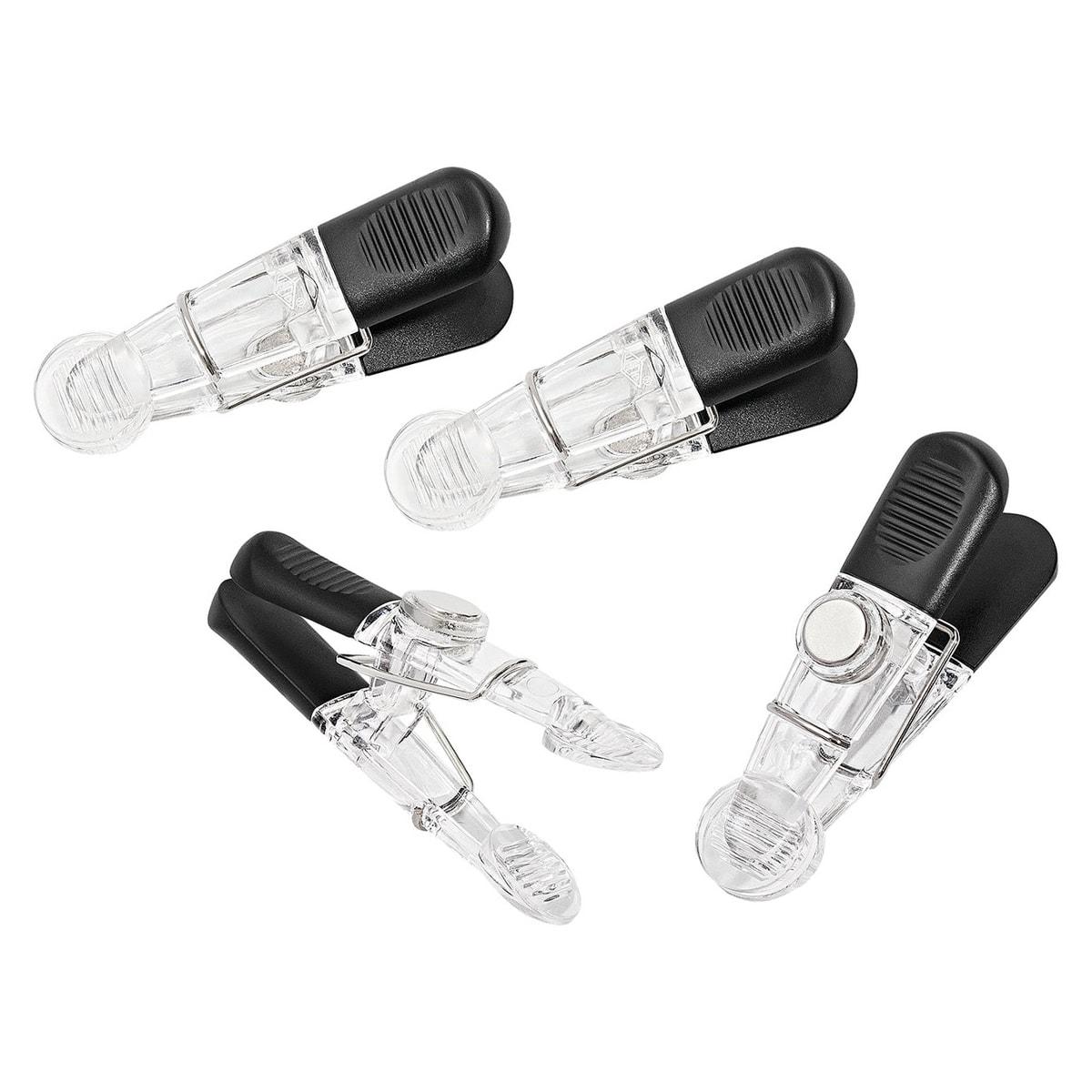 lot de 4 Pince aimantée GLOSSY WEDO - Quatre pinces aimantées GLOSSY WEDO transparentes à prises noires