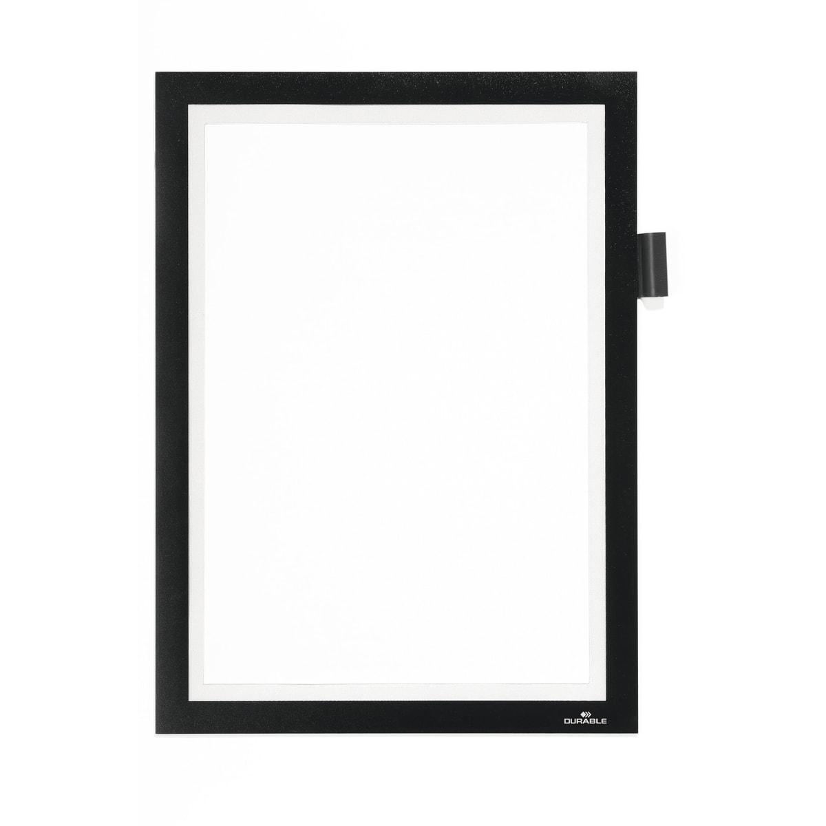 Cadre magnétique DURABLE DURAFRAME MAGNETIC NOTE A4 noir, vide, avec son porte-stylo