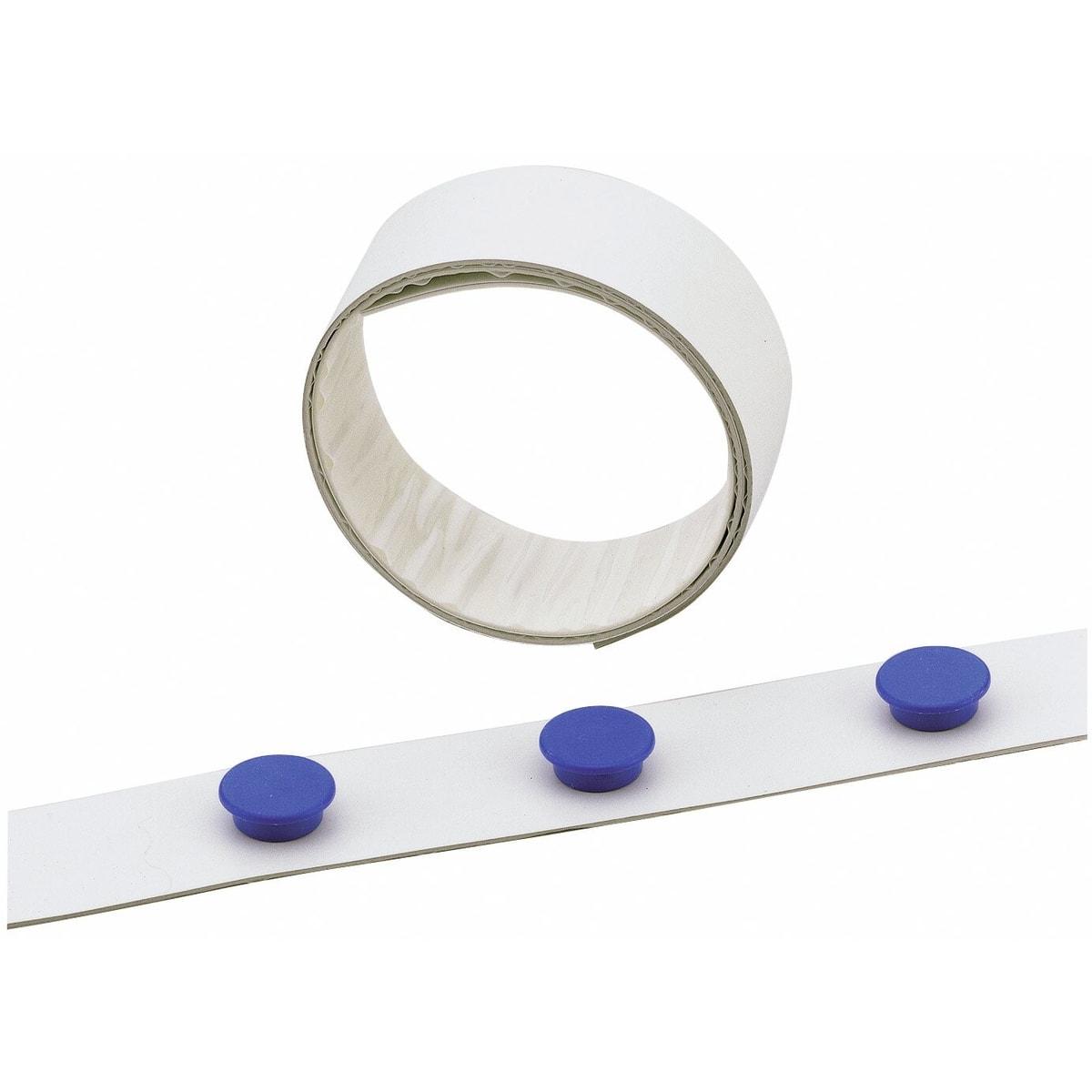 Bande métallique adhésive DURABLE blanche avec des aimants bleus