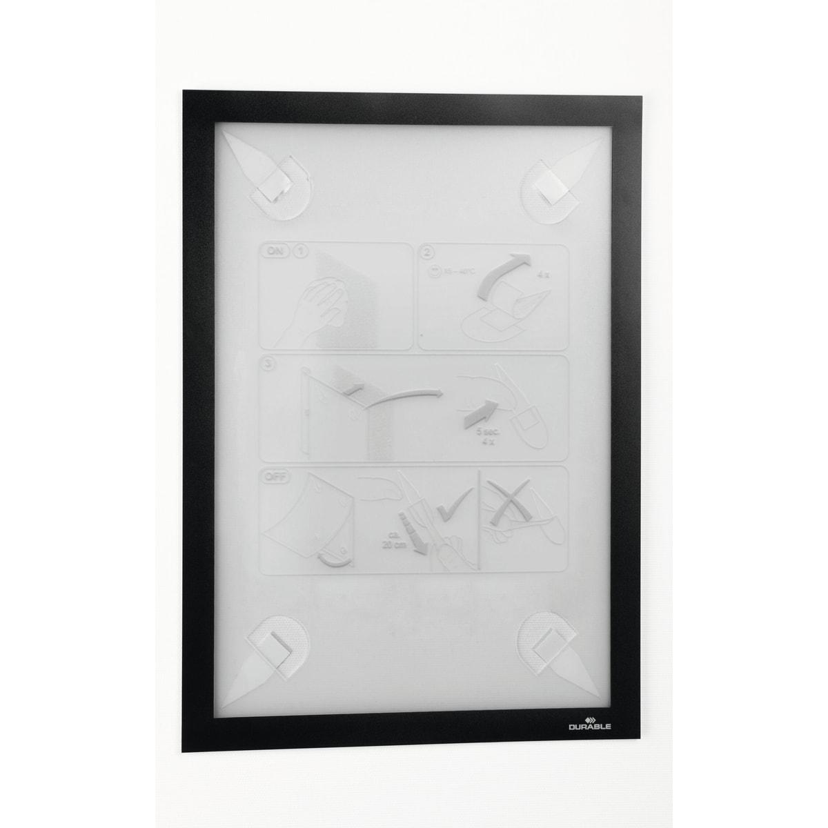 Cadre adhésif DURABLE DURAFRAME WALLPAPER A4 noir, vide, de face