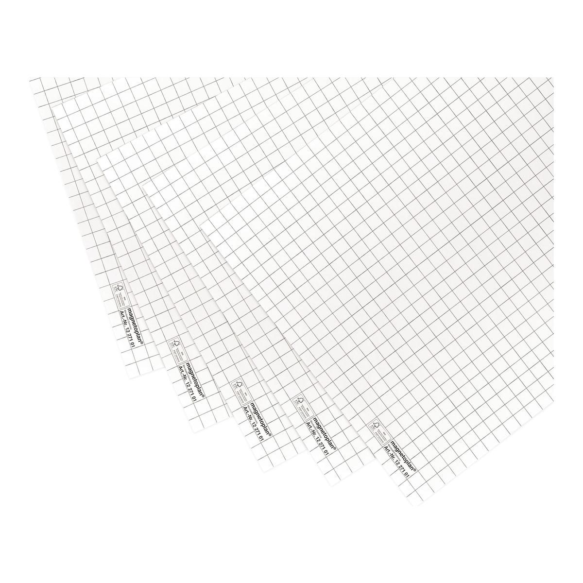 Feuille de recharge paperboard magnetoplan perforée, face quadrillée et dos uni