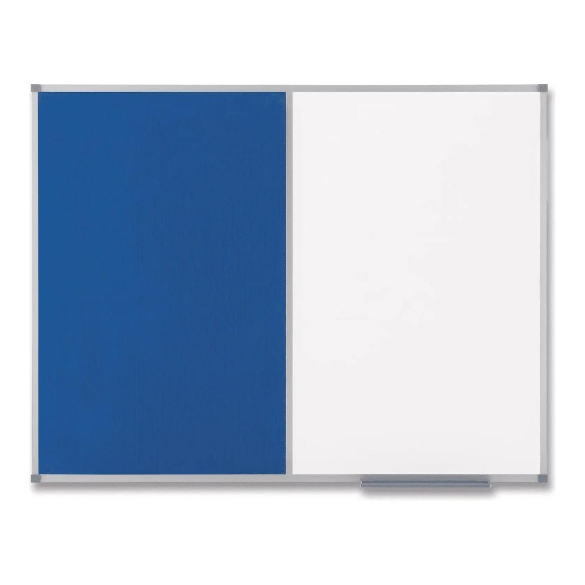 Tableau mixte nobo Classic, acier laqué blanc et feutre bleu, 900 x 600 mm