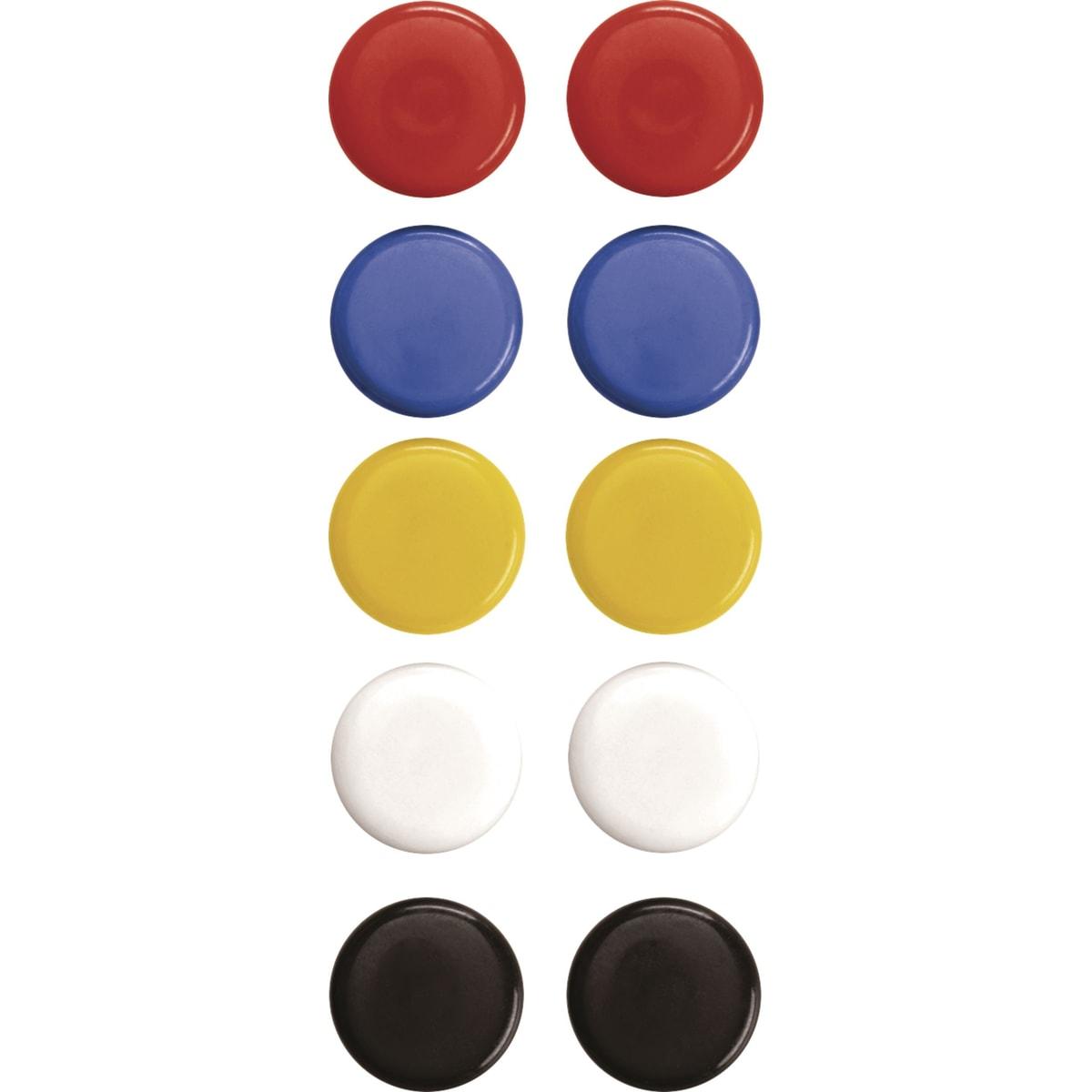 Dix aimants de signalisation magnetoplan rouges, bleus, jaunes, blancs et noirs