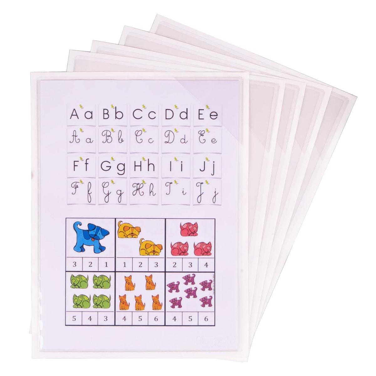 Pochettes adhésives Kang Easy Load djois A4 avec une planche d'alphabet