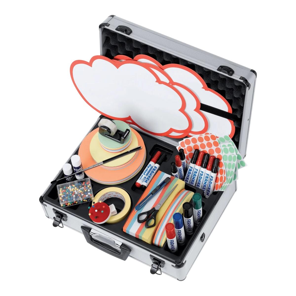 Valise d'animation FRANKEN Profi ouverte avec son équipement
