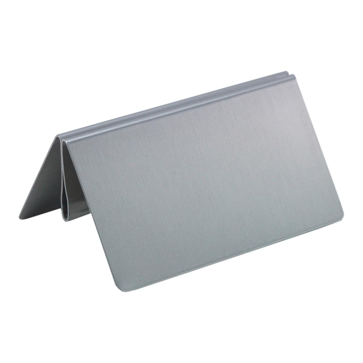 Porte-menu à pince en inox brossé deflecto, avec une carte