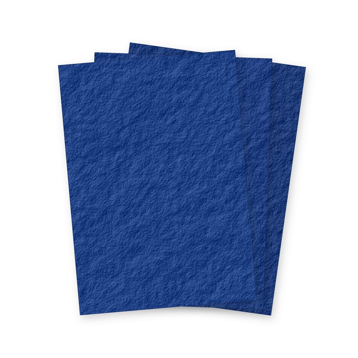 Trois couvertures cartonnées grain cuir bleu royal Falcon K A4 250 g en éventail