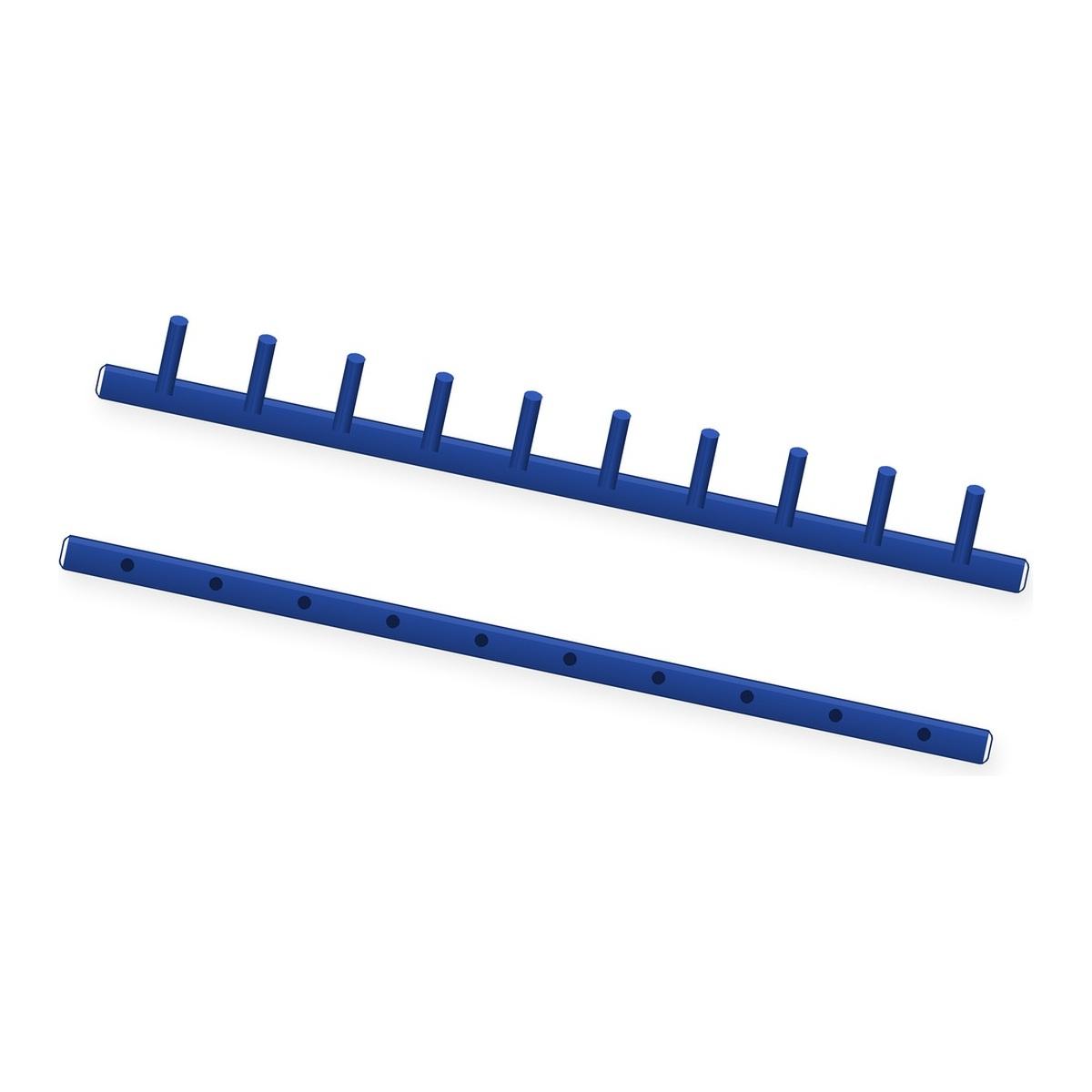 Peigne thermosoudé Falcon K 25 mm A4 bleu : baguette à 10 picots et contre-baguette, illustration