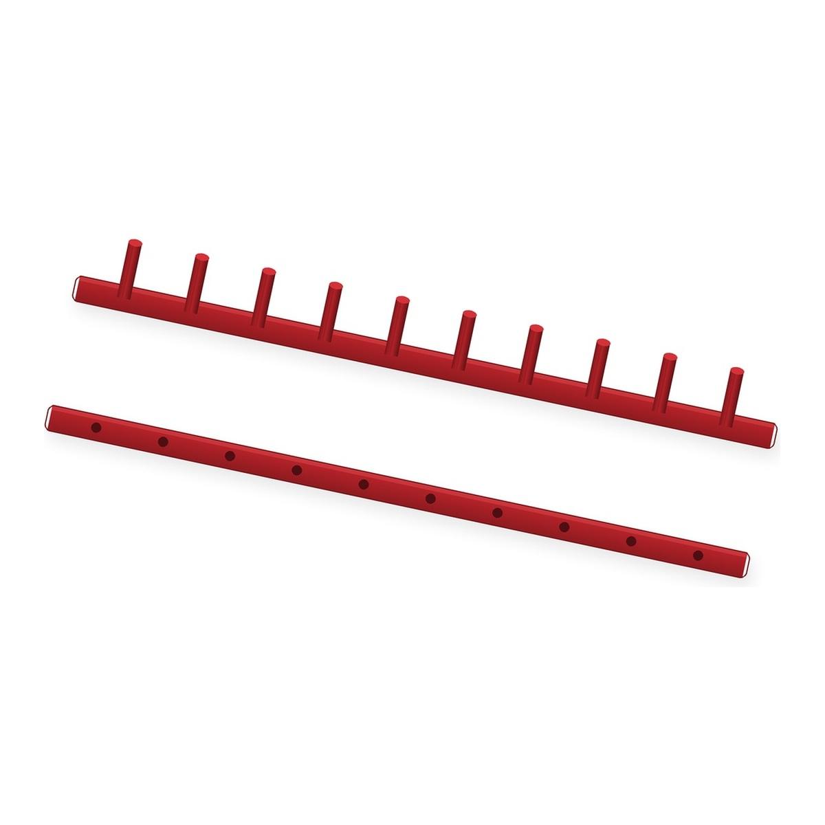 Peigne thermosoudé Falcon K 25 mm A4 rouge : baguette à 10 picots et contre-baguette, illustration