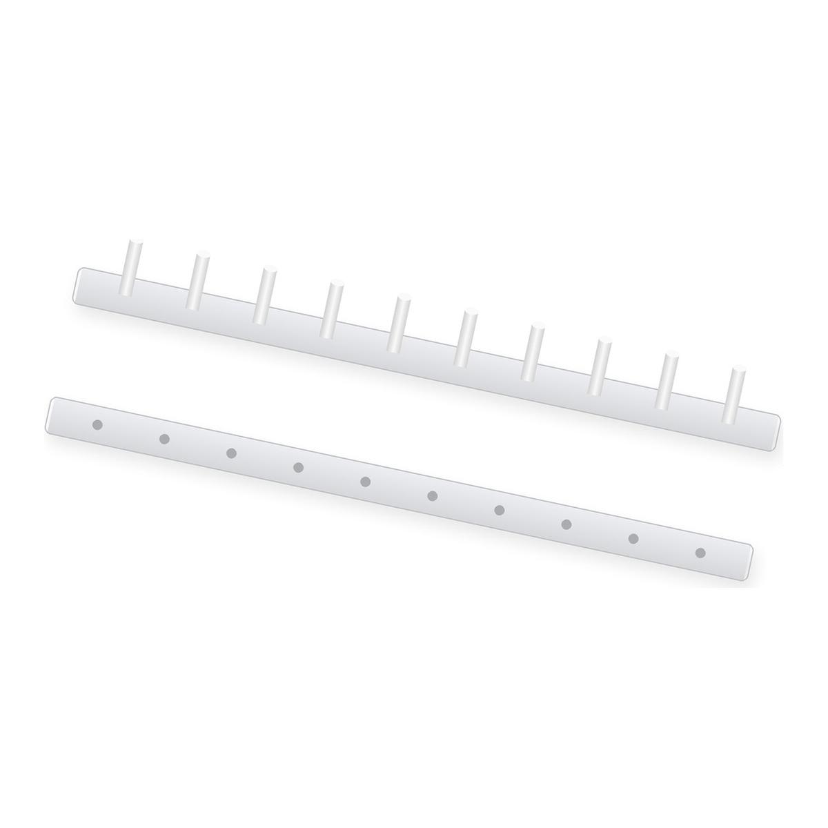 Peigne thermosoudé Falcon K 51 mm A4 blanc : baguette à 10 picots et contre-baguette, illustration