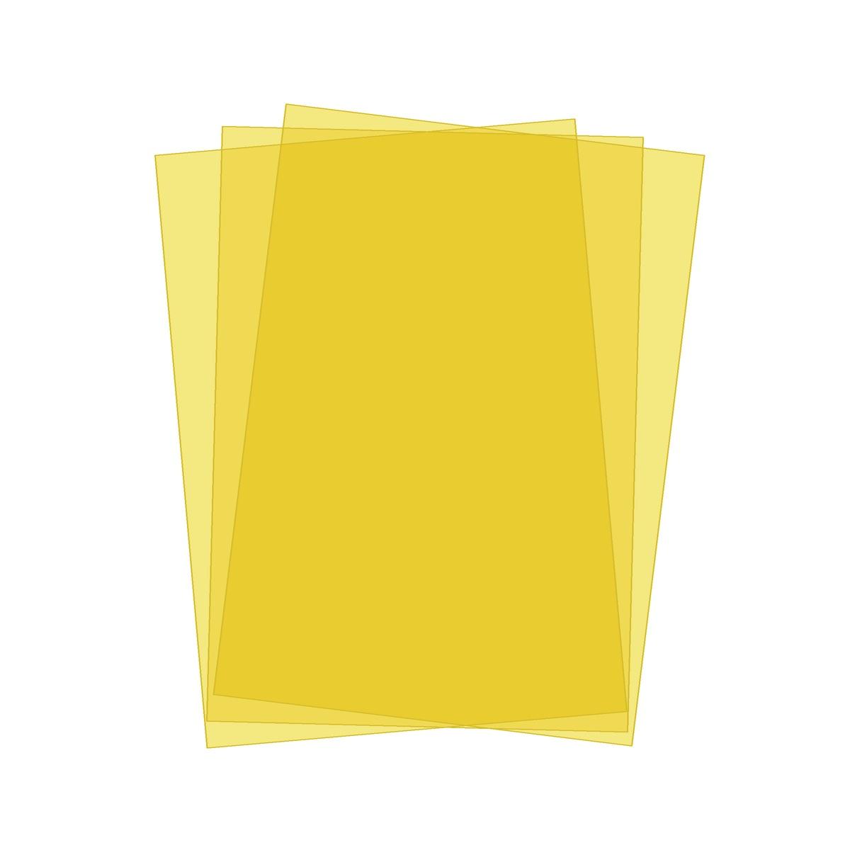 Couvertures PVC jaunes A4 Falcon K 200 microns, trois feuilles translucides superposées