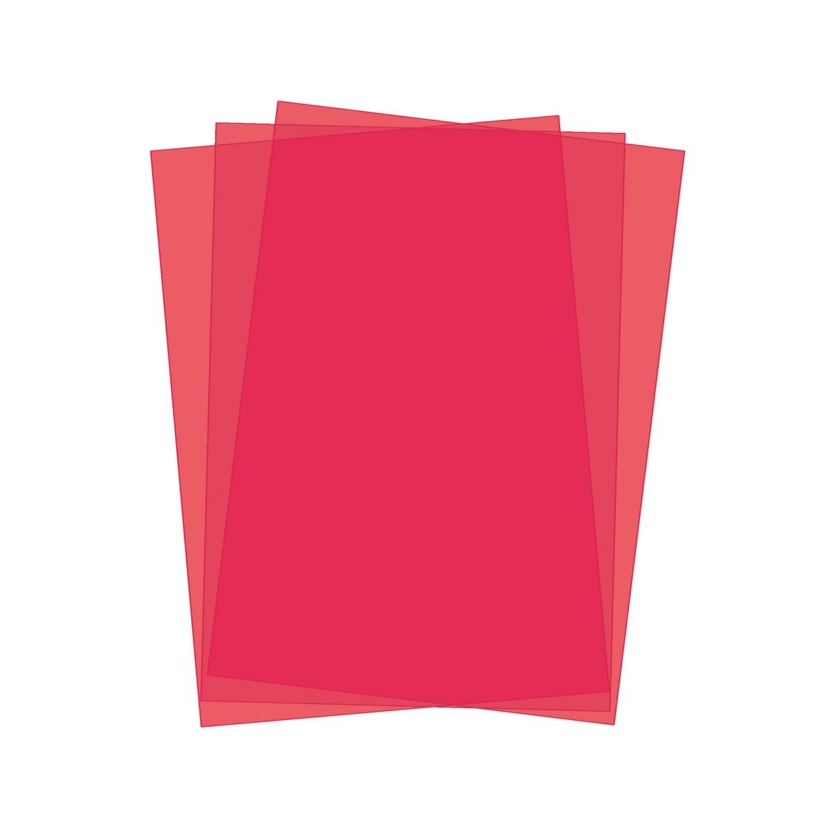 Couverture de reliure rouge A4 PVC rouge 200 microns A4 FALCON K — Couvertures PVC rouges A4 Falcon K 200 microns, trois feuilles translucides superposées