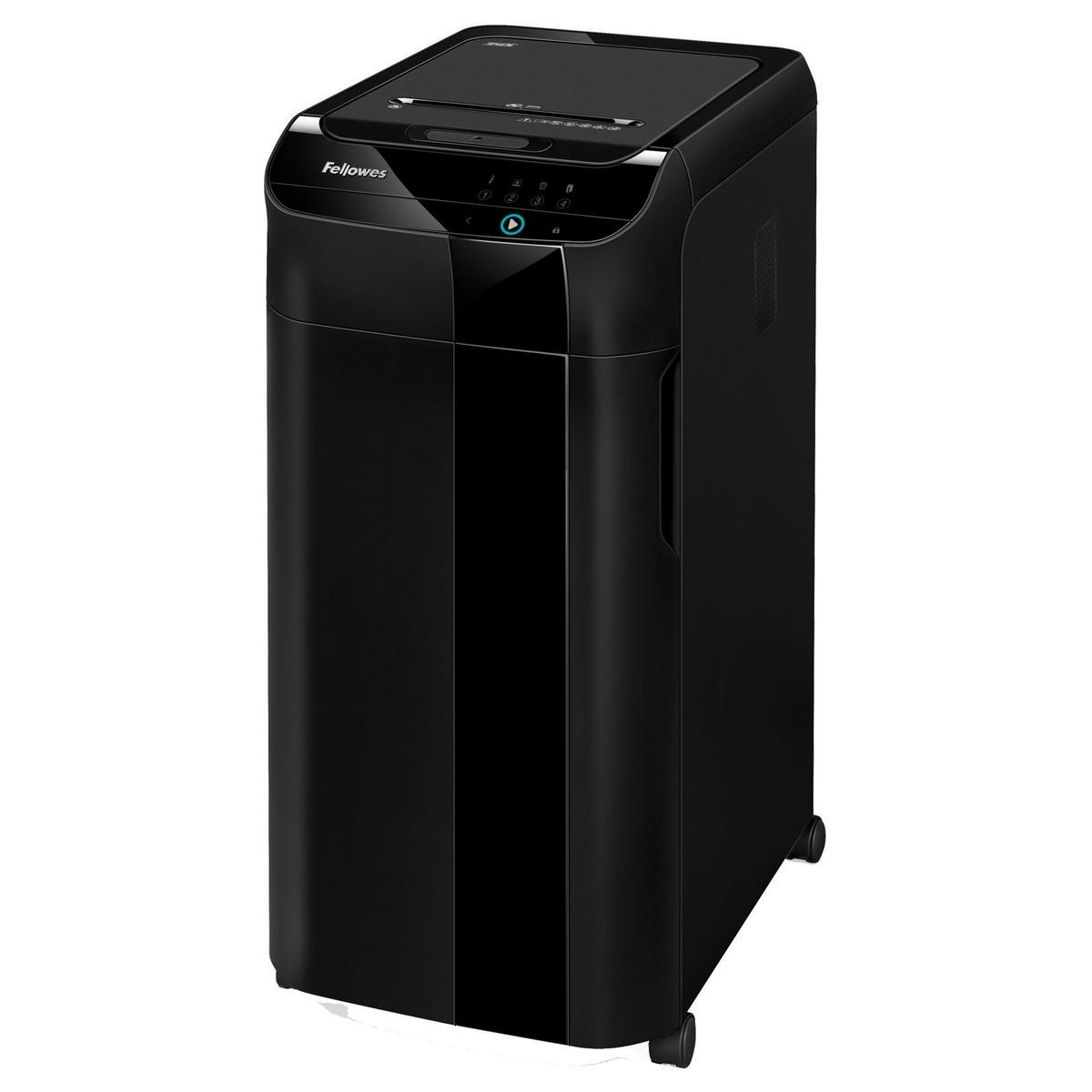 Destructeur Fellowes AutoMax 350C vu de trois quarts