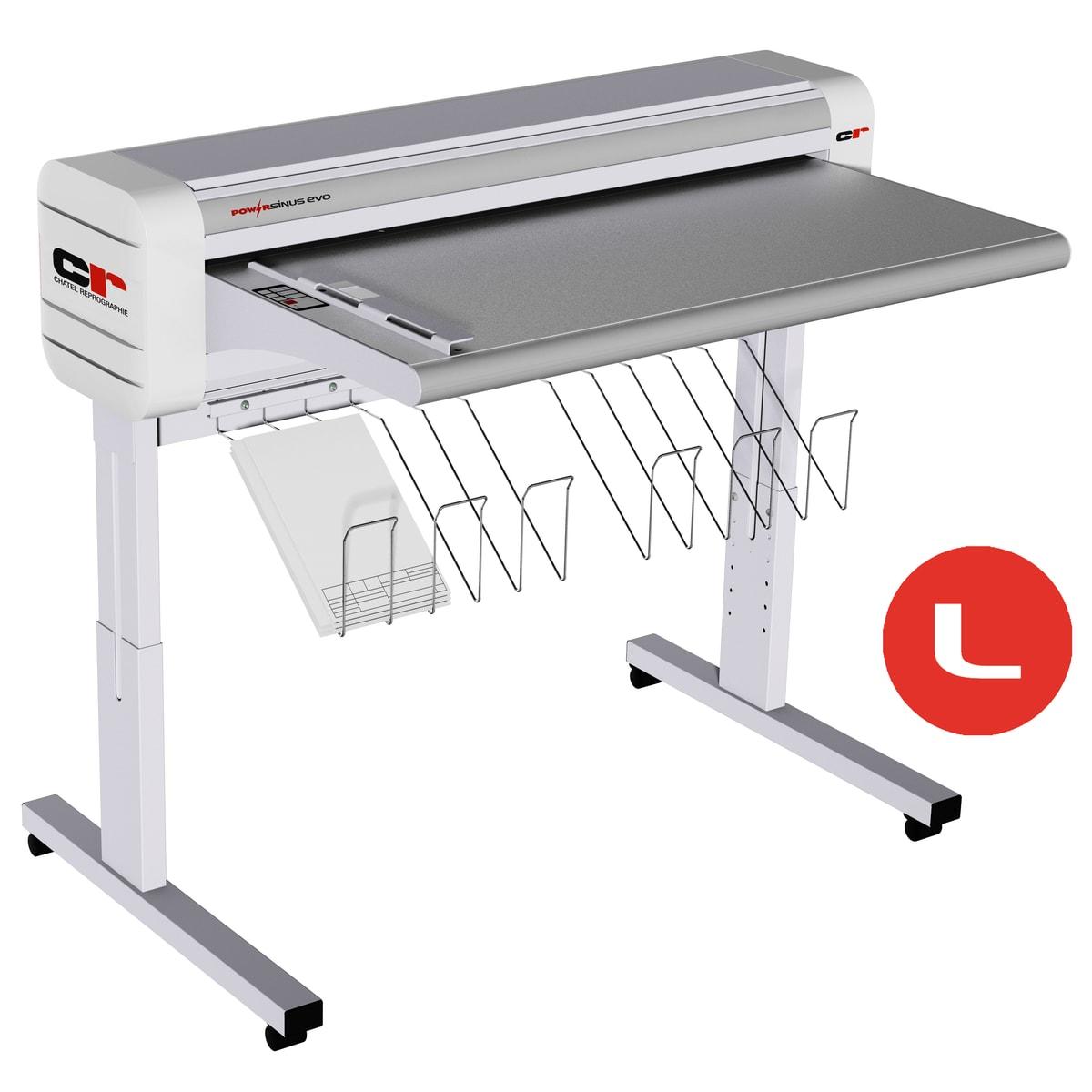 Plieuse de plans électrique A0 Powersinus Evo L CHATEL REPROGRAPHIE — Plieuse de plans électrique A0 Chatel Powersinus Evo L sur pieds réglables avec bac de réception avant