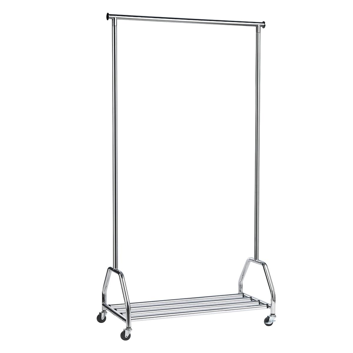 Vestiaire mobile UNILUX GROOM chromé sur roulettes, avec étagère basse