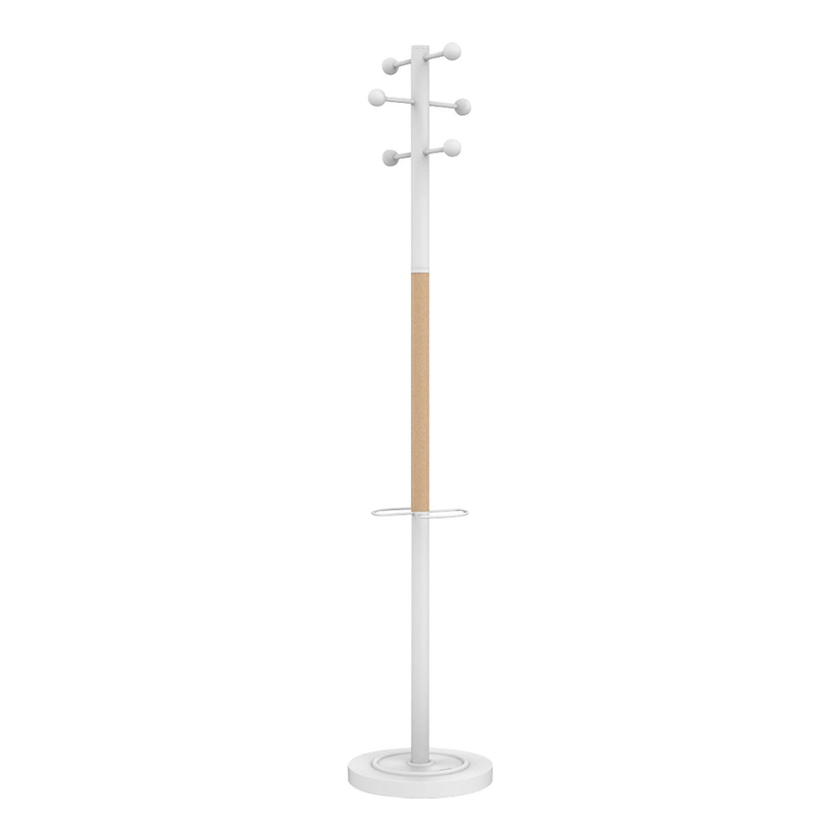 Portemanteau sur pied UNILUX ACCESS blanc et hêtre, vue d'ensemble