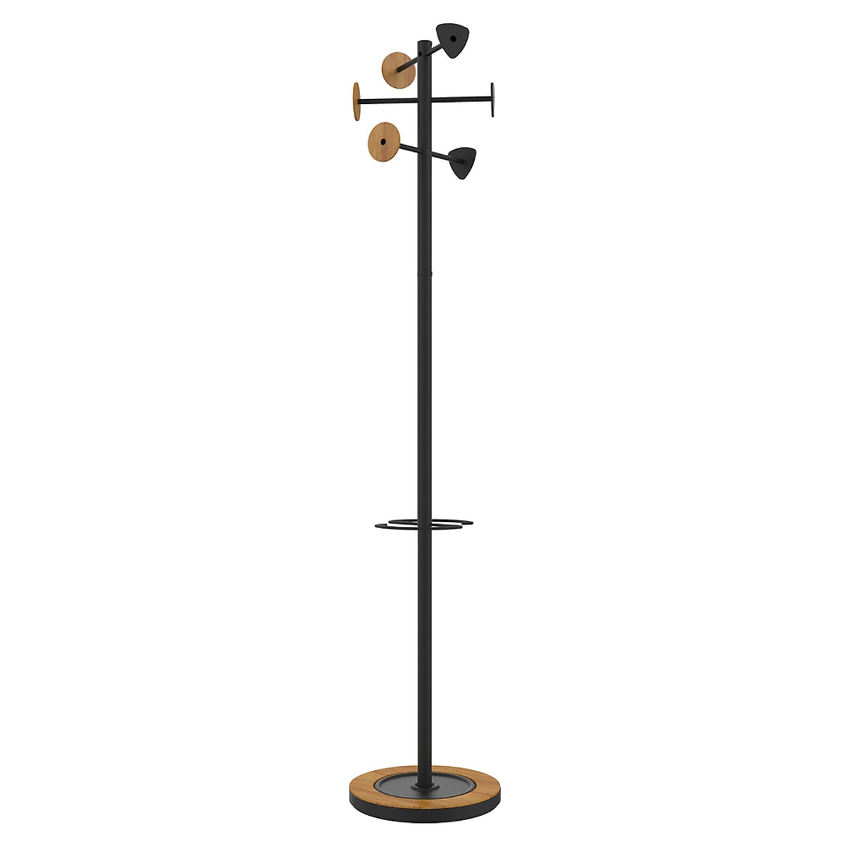 Portemanteau sur pied UNILUX BORA BAMBOO noir et bambou, vue d'ensemble