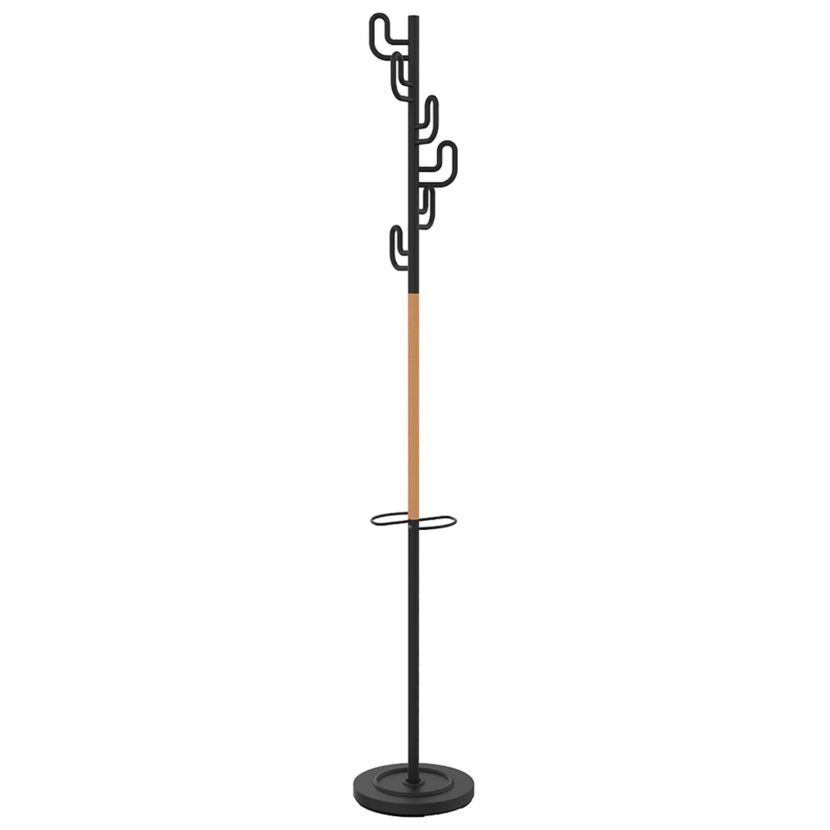 Portemanteau sur pied UNILUX CALIFORNIA noir et bois, vue d'ensemble