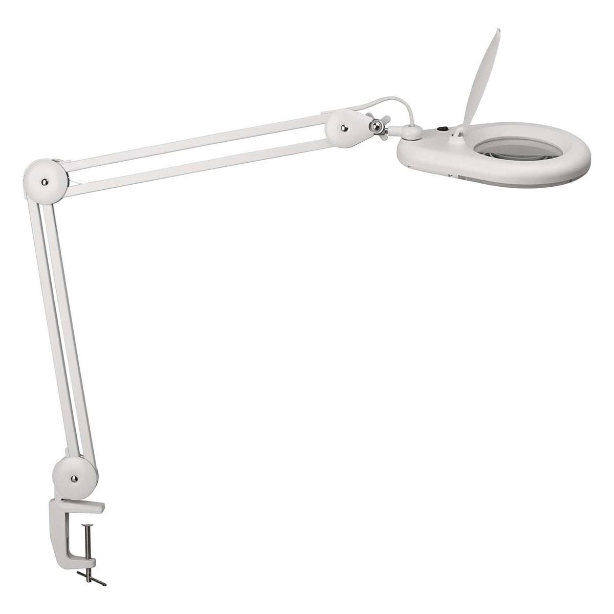 Lampe loupe LED à pince MAULviso blanc, vue d'ensemble